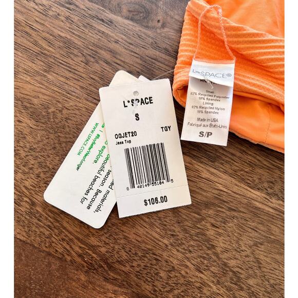 L Space Jess Ribbed Bikini Top in Tangy Pullover Peach Light Orange Sz Small - Picture 5 of 5